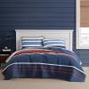 imageNautica  Twin Quilt Set Reversible Cotton Bedding with Matching Sham Bold ampamp Colorful Bedding Set for All Seasons Bradford Navy Blue Twin
