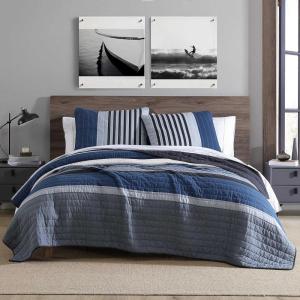 imageNautica  Queen Quilt Set Reversible Cotton Bedding with Matching Shams Mediterranean Inspired Home Decor for All Seasons Fairwater Blue QueenRendon Charcoal