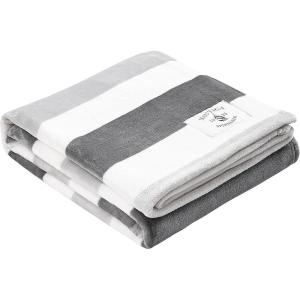 imageNautica  Throw Blanket Super Soft ampamp Cozy Fleece Bedding Dorm Room Essentials Awning Stripe Grey 50quot x 60quotAwning Stripe GreyWhite