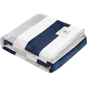 imageNautica  Throw Blanket Super Soft ampamp Cozy Fleece Bedding Dorm Room Essentials Awning Stripe Grey 50quot x 60quotAwning Stripe NavyWhite