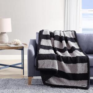 imageNautica  Throw Blanket Ultra Soft Plush Sherpa Bedding Warm ampamp Cozy Home Decor for Bed or Couch Dorm Room Essentials Saltmarsh Grey 50quot x 60quotLawndale BlackGrey