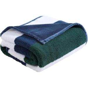 imageNautica  Throw Blanket Ultra Soft Plush Sherpa Bedding Warm ampamp Cozy Home Decor for Bed or Couch Dorm Room Essentials Saltmarsh Grey 50quot x 60quotWilton NavyGreen