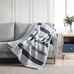 imageNautica  Throw Blanket Ultra Soft Plush Sherpa Bedding Warm ampamp Cozy Home Decor for Bed or Couch Dorm Room Essentials Saltmarsh Grey 50quot x 60quotSaltmarsh Grey