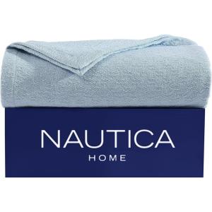 imageNautica  Twin Blanket Cotton Woven Bedding MediumWeight for All Seasons Ideal Dorm Essentials OekoTex Certified Ripple Cove GreenRipple Cove Blue