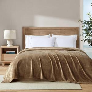 imageNautica  Twin Blanket Soft Plush Fleece Bedding Ideal for Bed or Couch Dorm Essentials OekoTex Certified Solid RedBrown