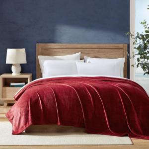 imageNautica  Twin Blanket Soft Plush Fleece Bedding Ideal for Bed or Couch Dorm Essentials OekoTex Certified Solid RedSolid Red