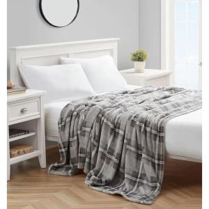imageNautica  Twin Blanket Soft Plush Fleece Bedding Ideal for Bed or Couch Dorm Essentials OekoTex Certified Winter Tattersall RedLewes Grey