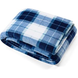 imageNautica  Twin Blanket Soft Plush Fleece Bedding Ideal for Bed or Couch Dorm Essentials OekoTex Certified Winter Tattersall RedNorthsail Plaid Blue