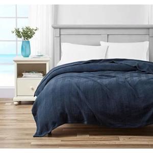 imageNautica  Twin Blanket Woven Textured Cotton Bedding Ideal for Bed or Couch Dorm Essentials OekoTex Certified Rope Stripe WhiteNavy