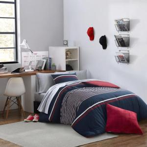 imageNautica  Twin Comforter Set Cotton Reversible Bedding with Matching Sham Medium Weight for Year Round Use OekoTex Certified Dorm Essentials Mineola NavyMineola Navy