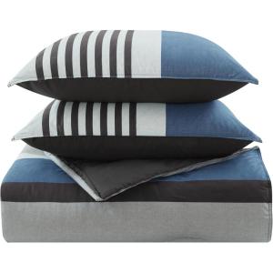 imageNautica  Twin Comforter Set Reversible Cotton Bedding with Matching Sham Medium Weight for Year Round Use Dorm Essentials OekoTex Certified Rendon CharcoalQueen
