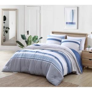 imageNautica  Twin Comforter Set Reversible Cotton Bedding with Matching Sham MediumWeight for Year Round Use Dorm Essentials OekoTex Certified Trimmer BlueTrimmer BlueGrey