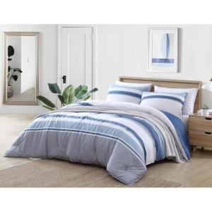 imageNautica  Twin Comforter Set Reversible Cotton Bedding with Matching Sham MediumWeight for Year Round Use Dorm Essentials OekoTex Certified Trimmer BlueTrimmer Blue
