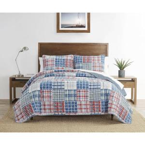 imageNautica  Twin Quilt Set All Season Cotton Home Bedding Dorm Room Essentials Raeford Blue TwinRaeford BlueRedGreen