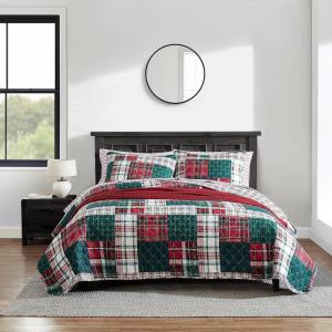 imageNautica  Twin Quilt Set Cotton Reversible Bedding with Matching Shams Casual Bedding Set for All Seasons Emmet Patchwork Red TwinEmmet Patchwork Red