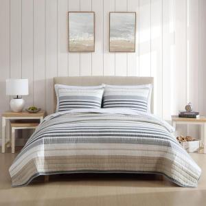 imageNautica  Twin Quilt Set Reversible Cotton Bedding with Matching Sham Modern Home Decor for All Seasons Dover Beige TwinDover Beige