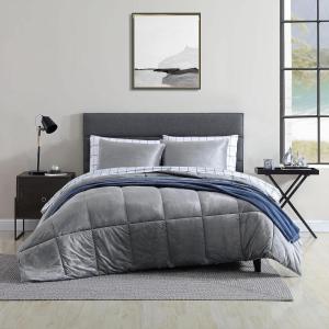 imageNautica  Twin XL Comforter Set Micromink Reversible Bedding with Matching Sham Soft ampamp Cozy Home Decor Bristol Grey Twin XLGrey