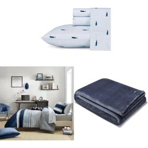 imageNautica  TwinTwin XL Comforter Set Cotton Bedding with Matching Sham Patchwork Print Bed Set Medium Weight for Year Round Use Dorm Essentials Mason BlueBlue