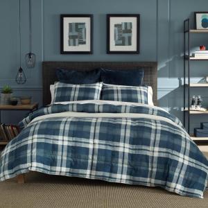 imageNautica  TwinTwin XL Comforter Set Reversible Bedding with Matching Sham Microsuede with Sherpa Reverse Dorm Essentials OekTex Certified Crossview Plaid CharcoalCrossview Plaid Navy