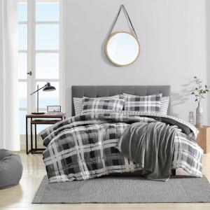 imageNautica  TwinTwin XL Comforter Set Reversible Bedding with Matching Sham Microsuede with Sherpa Reverse Dorm Essentials OekTex Certified Crossview Plaid CharcoalDark Grey
