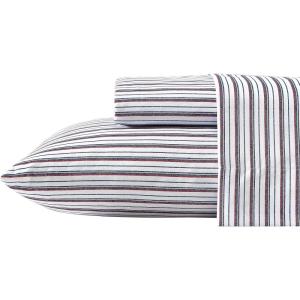 imageNautica  TwinTwin XL Sheet Set Deep Pocket Fitted Sheet and Pillowcase Set Double Layer Elastic Ideal Dorm Essentials Avery Stripe Navy TwinTwin XLAevery Stripe NavyRed