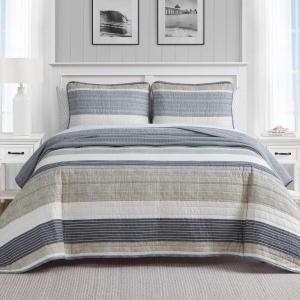 imageNautica Twin Quilt Set Cotton Reversible Bedding Set Dorm Room Essentials Ridgeport Beige TwinRidgeport Beige