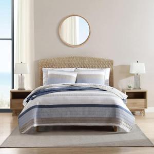 imageNautica Twin Quilt Set Cotton Reversible Bedding Set Dorm Room Essentials Ridgeport Beige TwinRidgeport Denim