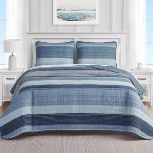 imageNautica Twin Quilt Set Cotton Reversible Bedding Set Dorm Room Essentials Ridgeport Beige TwinRidgeport Medium Blue