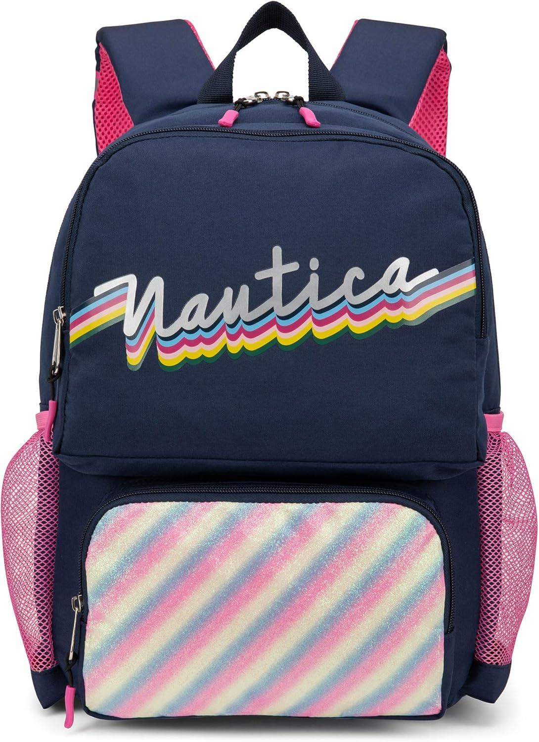 imageNautica Backpack for Kids  Kindergarten Elementary Children Backpack  16quot Tall  Shark RidersRetro Rainbow