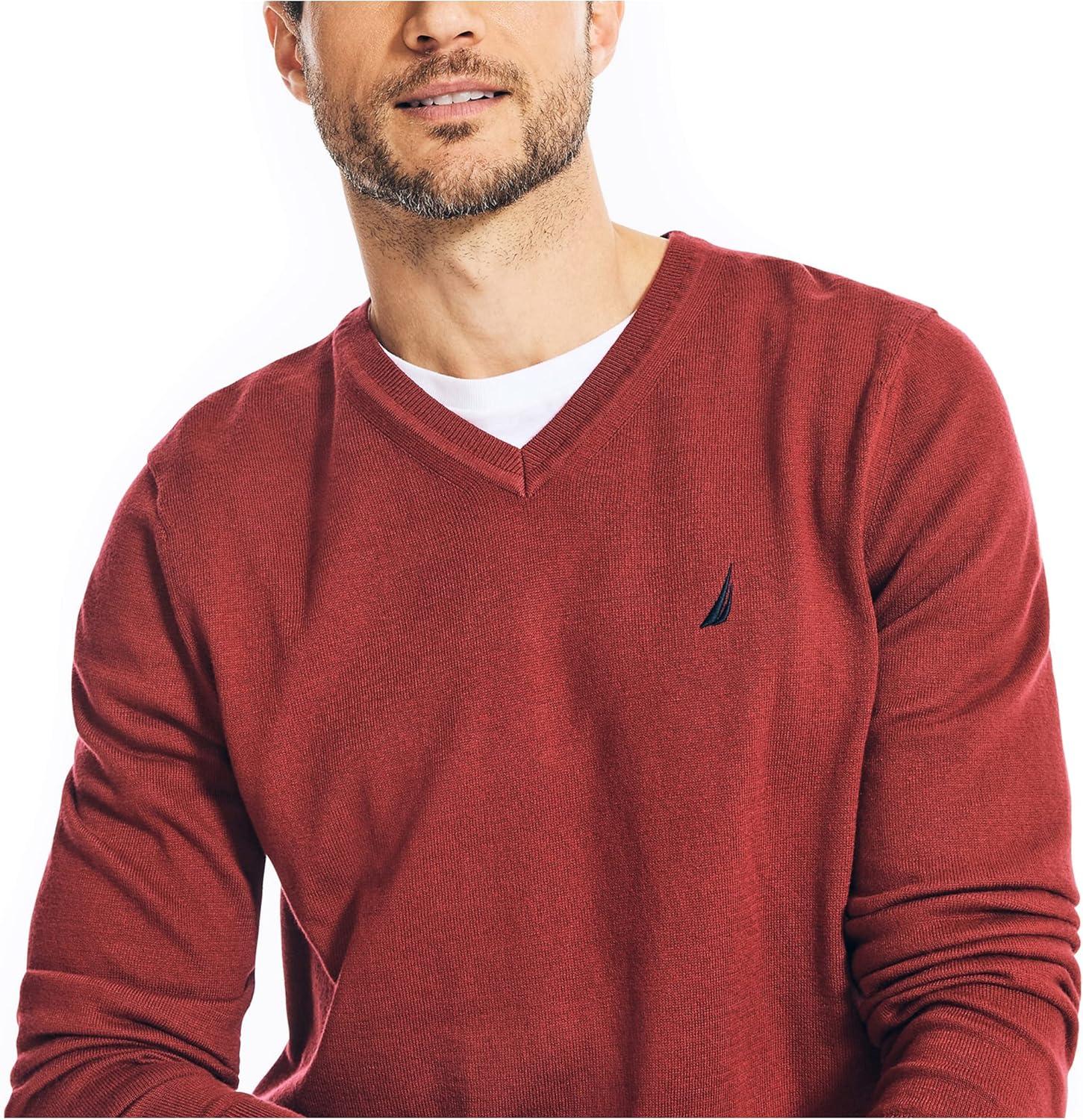imageNautica Mens Navtech VNeck SweaterBiking Red