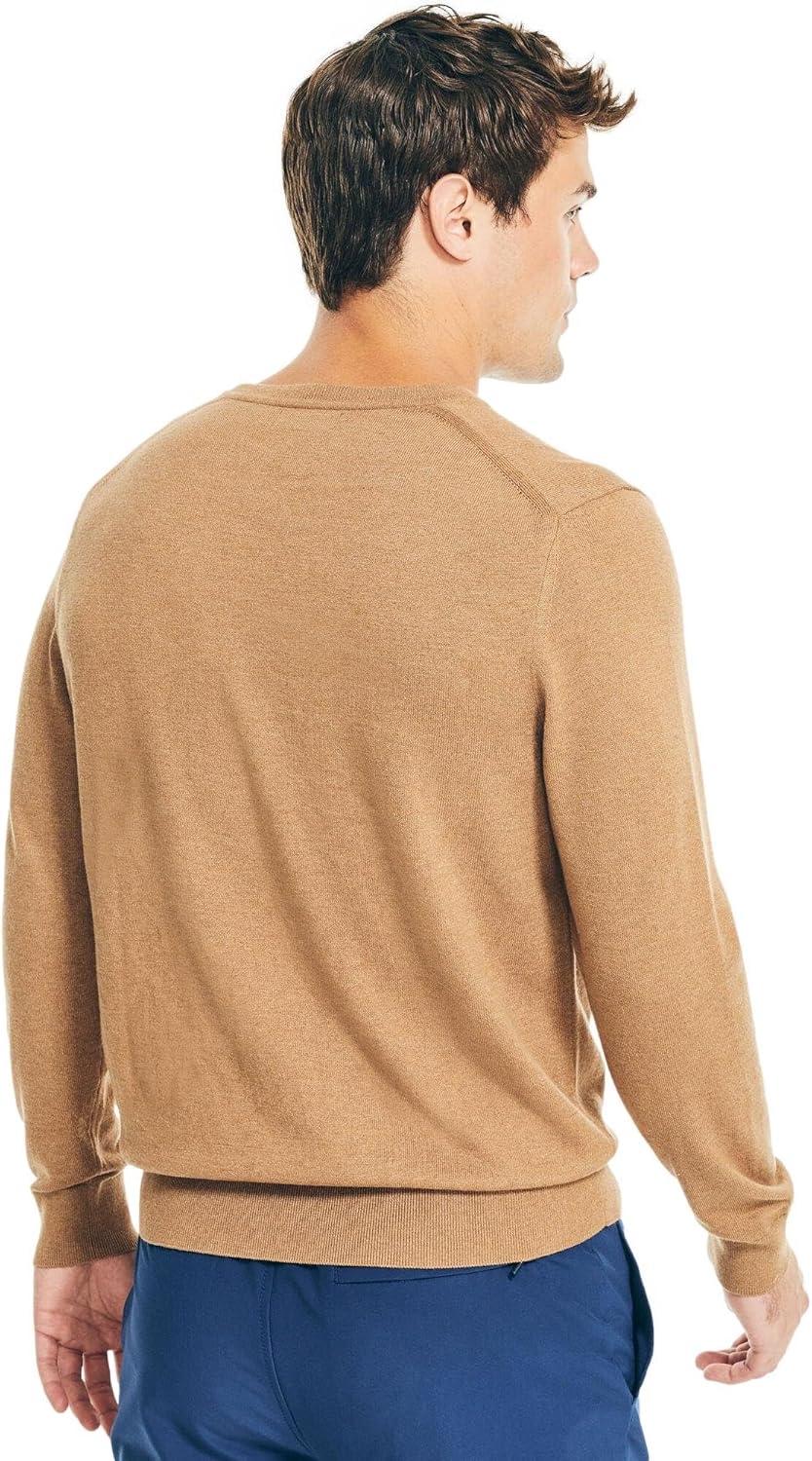 imageNautica Mens Navtech VNeck SweaterCamel Heather
