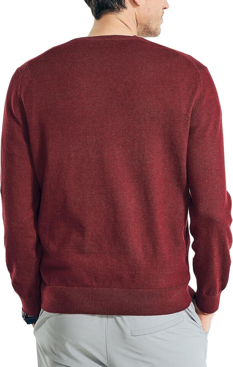 imageNautica Mens Navtech VNeck SweaterDeep Crimson
