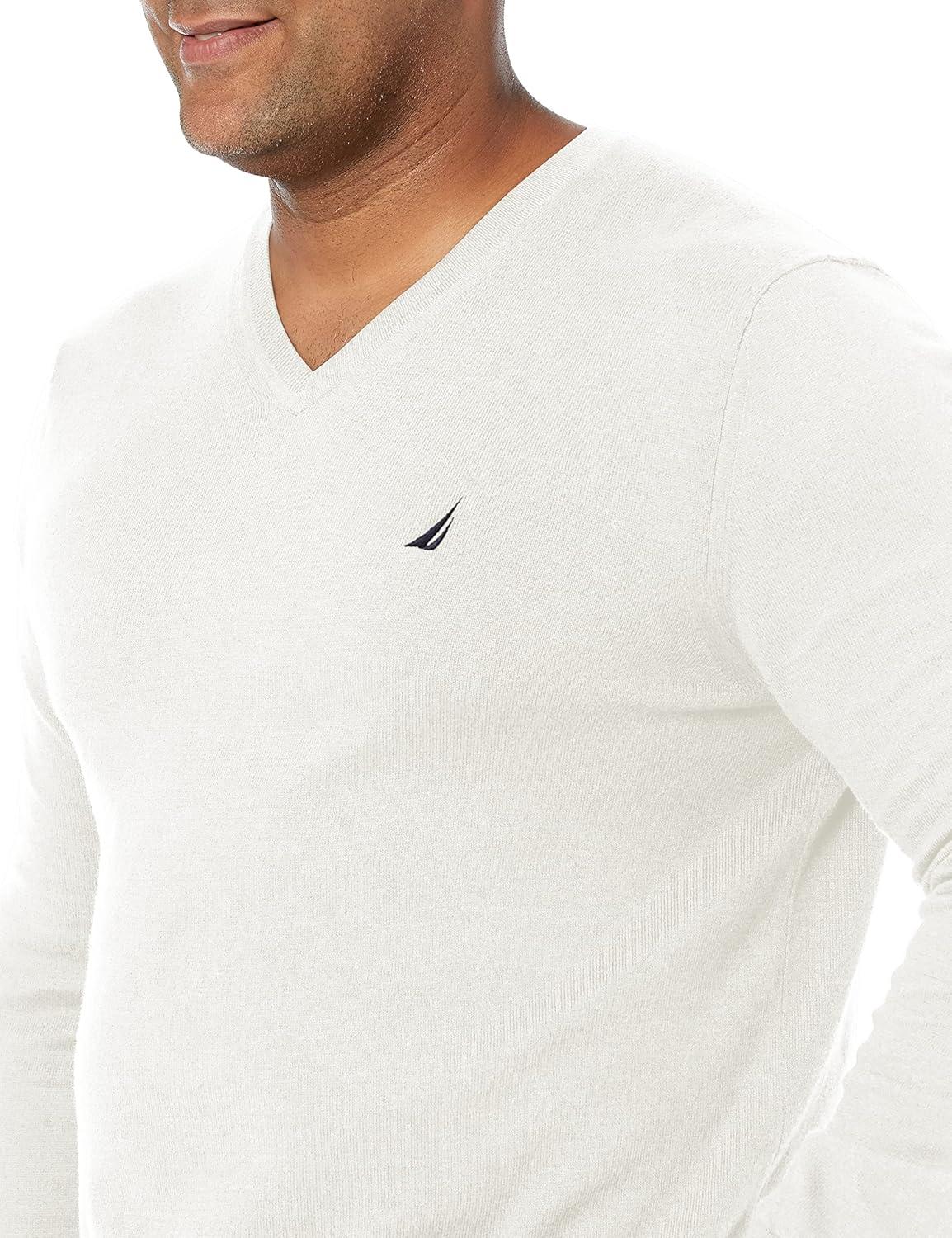imageNautica Mens Navtech VNeck SweaterMarshmallow
