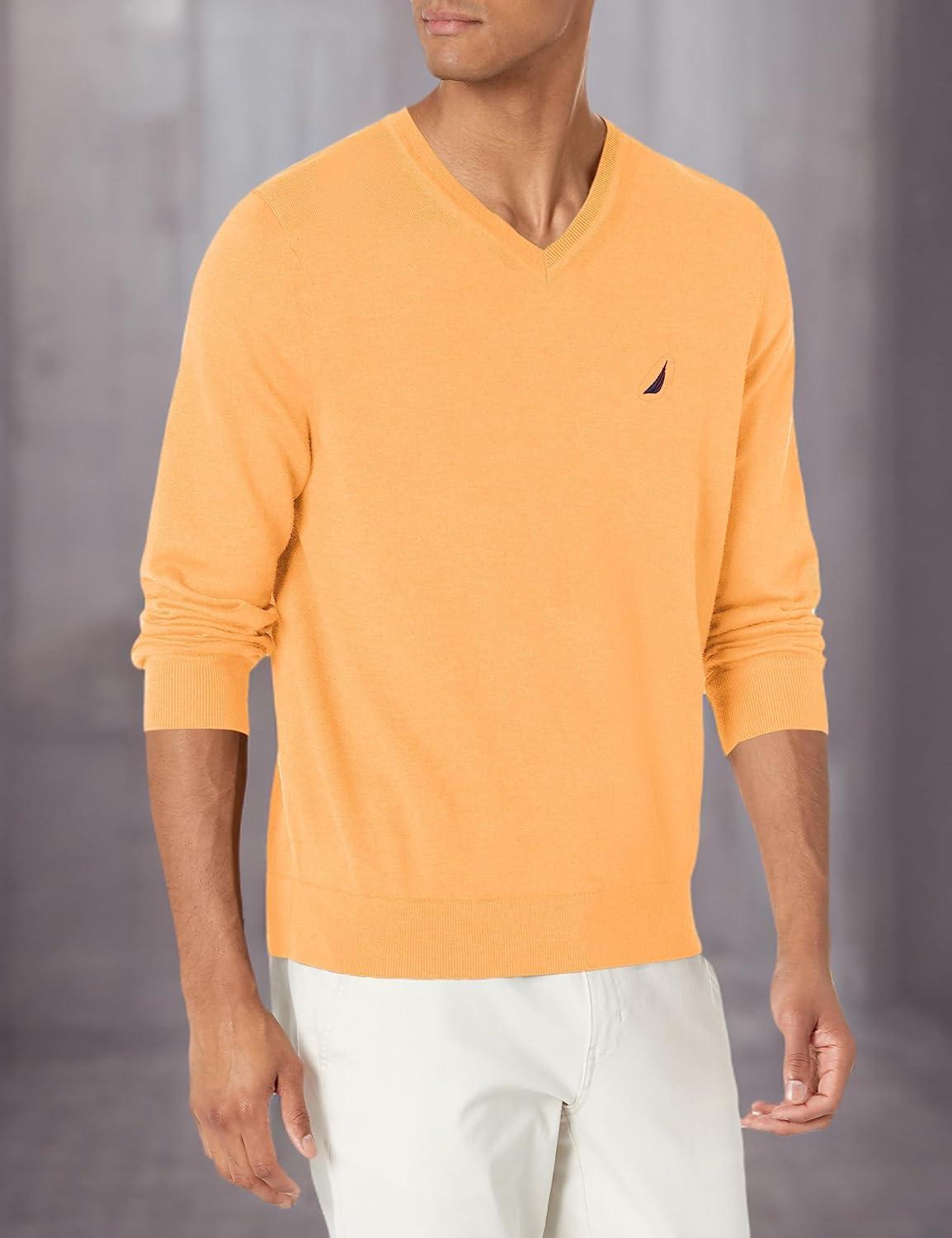 imageNautica Mens Navtech VNeck SweaterOld Gold Heather