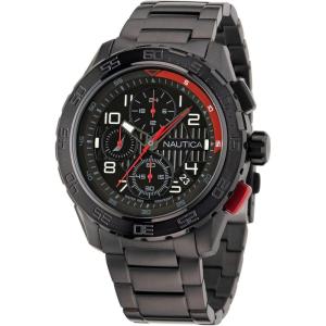 imageNautica Mens NST Chronograph 47mm WatchBlackBlackIP Black