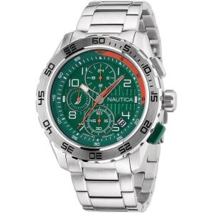 imageNautica Mens NST Chronograph 47mm WatchSilverGreenSilver