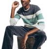 imageNautica Mens Sustainably Crafted Striped Textured Crewneck SweaterGrey Heather