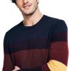 imageNautica Mens Sustainably Crafted Striped Textured Crewneck SweaterShipwreck Burgundy