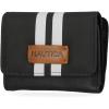 imageNautica Rowers End Small Wallet for Women RFID Blocking Slim Credit Card Holder with Zipper Coin Pocket Bifold Compact Wallet with ID Window in Black LogoBlack Racing Stripe