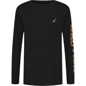 imageNautica Boys Long Sleeve Screen Print Graphic TShirtBold True Black