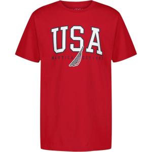 imageNautica Boys Short Sleeve JClass Logo Crew Neck TShirt Soft Comfortable Relaxed FitTeam Usa Carmine