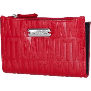 imageNautica High Tide Small Wallet for Women RFID Blocking Slim Credit Card Holder with Zipper Coin Pocket Bifold Compact Wallet with ID Window Black PrintedRed Printed