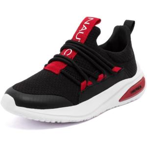 imageNautica Kids Athletic SlipOn Sneakers  Comfortable Bungee Running Shoes for Boys and Girls  Stylish and Supportive Footwear for Active Kids Big KidLittle KidToddlerBlack Black Red