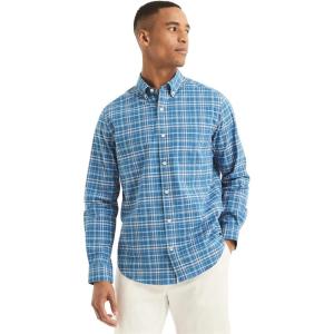 imageNautica Young Mens School Uniform Long Sleeve Performance Oxford ButtonDown ShirtWindsurf Blue