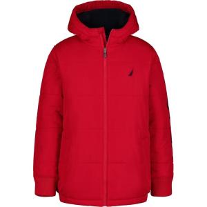 imageNautica boys Heavyweight Hooded Bubble Jacket With Polar Fleece LiningTango Red