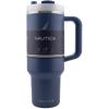 imageNautica 40 oz Large Insulated Tumbler with Handle ampamp Straw with screw on cap Reusable Water Bottle Stainless Steel Travel Mug for Hot Cold or Iced Drink BPAFree Fits Car Cup Holders SageNavy