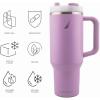 imageNautica 40 oz Large Insulated Tumbler with Handle ampamp Straw with screw on cap Reusable Water Bottle Stainless Steel Travel Mug for Hot Cold or Iced Drink BPAFree Fits Car Cup Holders SageViolet