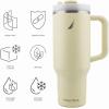 imageNautica 40 oz Large Insulated Tumbler with Handle ampamp Straw with screw on cap Reusable Water Bottle Stainless Steel Travel Mug for Hot Cold or Iced Drink BPAFree Fits Car Cup Holders SageLight Yellow