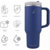 imageNautica 40 oz Large Insulated Tumbler with Handle ampamp Straw with screw on cap Reusable Water Bottle Stainless Steel Travel Mug for Hot Cold or Iced Drink BPAFree Fits Car Cup Holders SageNova Blue