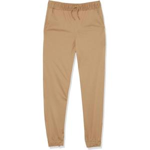 imageNautica Boys School Uniform Jogger Pants Elastic Waistband with Drawstring Closure Stretch Twill FabricBurnished KhakiWarp Knit